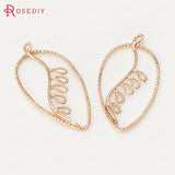 10PCS 39x18MM Champagne Plated Brass Tree Leaf Charms Pendants