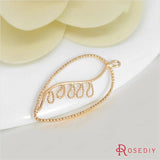 10PCS 39x18MM Champagne Plated Brass Tree Leaf Charms Pendants
