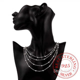 925 Silver Multilayer Beads Chain Necklace Wedding Party
