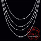 925 Silver Multilayer Beads Chain Necklace Wedding Party