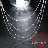 925 Silver Multilayer Beads Chain Necklace Wedding Party