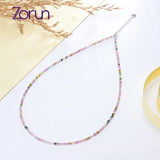 2MM Natural Stone Tourmaline Necklace