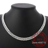 925 Silver Men's 10mm Chain Necklace 24inch Choker Male Jewelry