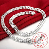 925 Silver Men's 10mm Chain Necklace 24inch Choker Male Jewelry