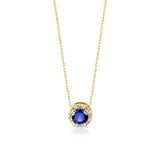 925 Silver Gem Necklace Round Pendant Long Chain Wedding Jewelry
