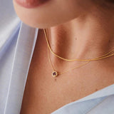 925 Silver Gem Necklace Round Pendant Long Chain Wedding Jewelry