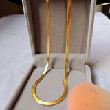 925 Silver 24K 4MM Flat Chain Necklace for Women Wedding Gift Choker