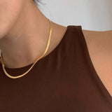 925 Silver 24K 4MM Flat Chain Necklace for Women Wedding Gift Choker