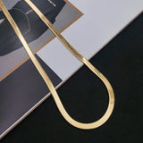 925 Silver 24K 4MM Flat Chain Necklace for Women Wedding Gift Choker