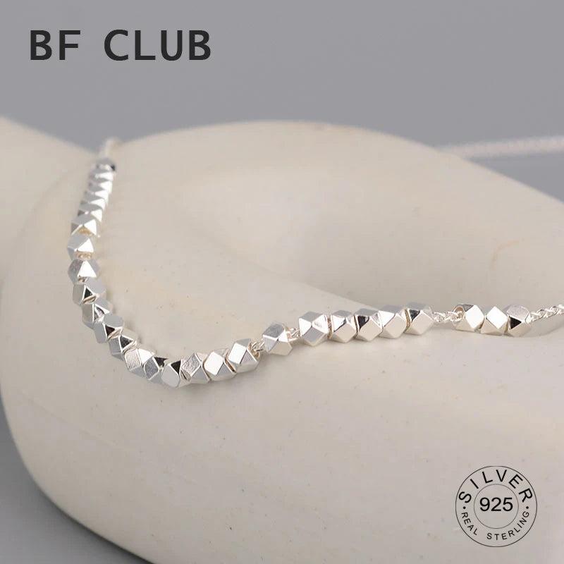 925 Silver Square Sparkling Chain Necklace for Women