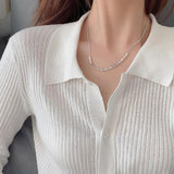 925 Silver Square Sparkling Chain Necklace for Women