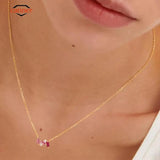 Rose Pink Zircon Pendant 925 Sterling Silver Necklace for Women