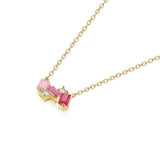 Rose Pink Zircon Pendant 925 Sterling Silver Necklace for Women