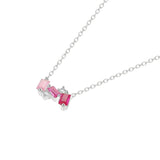 Rose Pink Zircon Pendant 925 Sterling Silver Necklace for Women