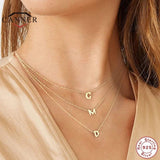 925 Silver Letter Round Choker Necklace Women Fine Jewelry