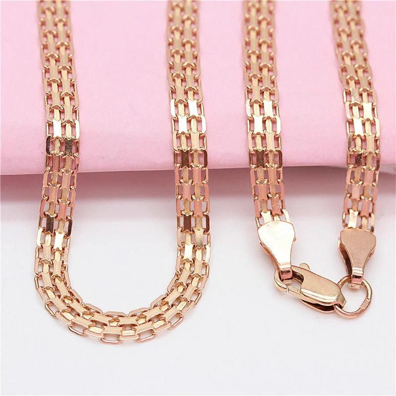 Purple Wide Lace Chains Chunky Necklace 14K Rose Engagement Jewelry Gift