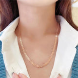 Purple Wide Lace Chains Chunky Necklace 14K Rose Engagement Jewelry Gift