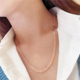 Purple Wide Lace Chains Chunky Necklace 14K Rose Engagement Jewelry Gift