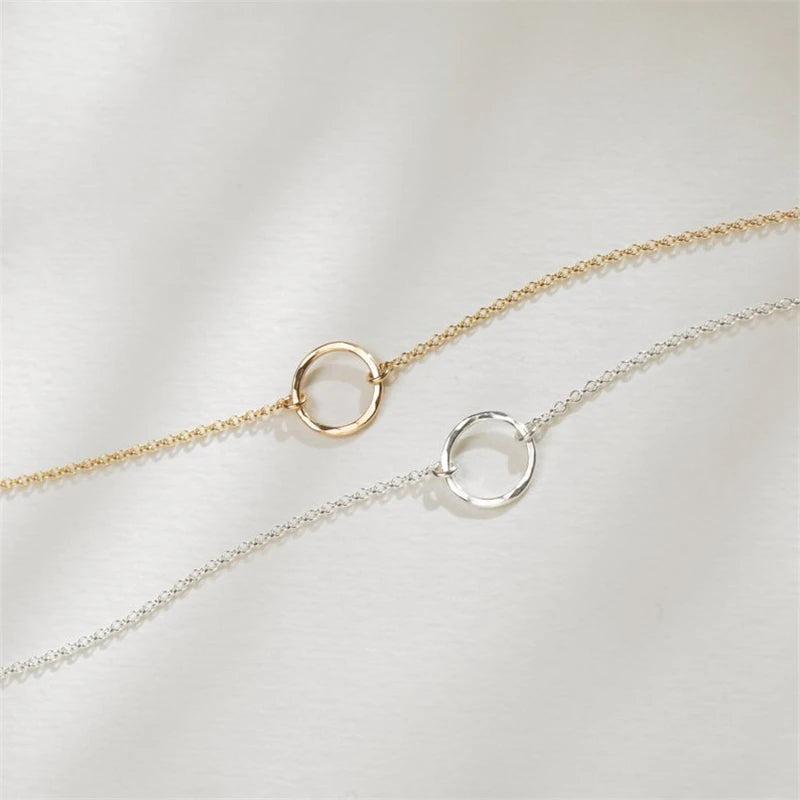 925 Sterling Silver Hollow Circle Necklace Women Choker