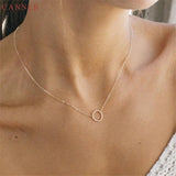 925 Sterling Silver Hollow Circle Necklace Women Choker