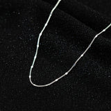925 Sterling Silver Sideways Square Chain Charm Necklace for Women