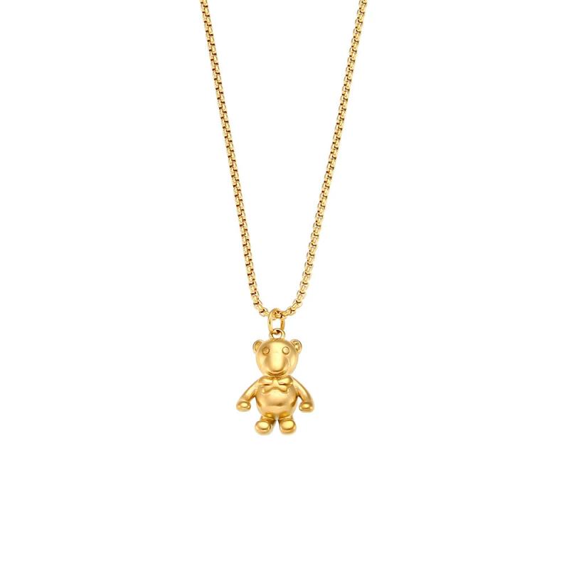 Waterproof Puppy Teddy Bear Pendant Necklace Snake Chain Dog Animal Jewelry