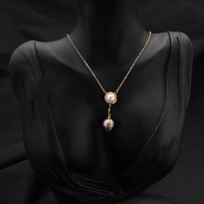Baroque Pearls Long Chain Pendant Necklace Customizable