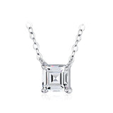 925 Silver Square Emerald CZ Necklace Pendant Women Wedding Jewelry