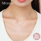 925 Silver Square Emerald CZ Necklace Pendant Women Wedding Jewelry