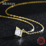 925 Silver Square Emerald CZ Necklace Pendant Women Wedding Jewelry