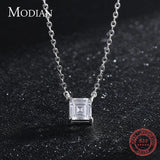 925 Silver Square Emerald CZ Necklace Pendant Women Wedding Jewelry