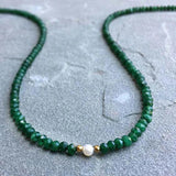 18KGF Natural Stone Choker with Charm and Pearl