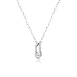 925 Silver Heart Padlock Necklace Crystal Choker Wedding Jewelry