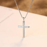 Minimalism Cross 925 Sterling Silver Pendant Necklace For Women Statement Gift