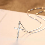 Minimalism Cross 925 Sterling Silver Pendant Necklace For Women Statement Gift