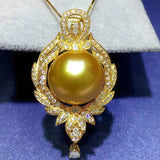 Vintage Silver Freshwater Pearls Necklace for Women Yellow Bead Pendant Necklace