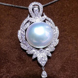 Vintage Silver Freshwater Pearls Necklace for Women Yellow Bead Pendant Necklace