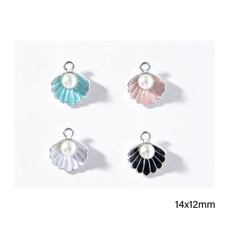 10pcs Seashells Pearl Pendants Enamel Charm DIY Making Jewelry