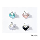 10pcs Seashells Pearl Pendants Enamel Charm DIY Making Jewelry