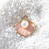 10pcs Seashells Pearl Pendants Enamel Charm DIY Making Jewelry