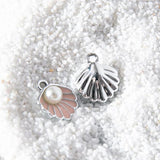 10pcs Seashells Pearl Pendants Enamel Charm DIY Making Jewelry