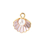 10pcs Seashells Pearl Pendants Enamel Charm DIY Making Jewelry