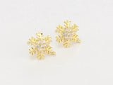 6pcs CZ Snowflake Stud Earrings, Dainty Christmas Earrings, Real 14K plated
