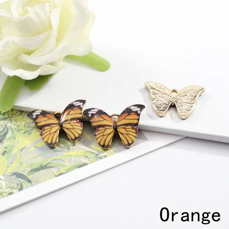 14PCS Colourful Enamel Butterfly Pendants Small Animal Findings