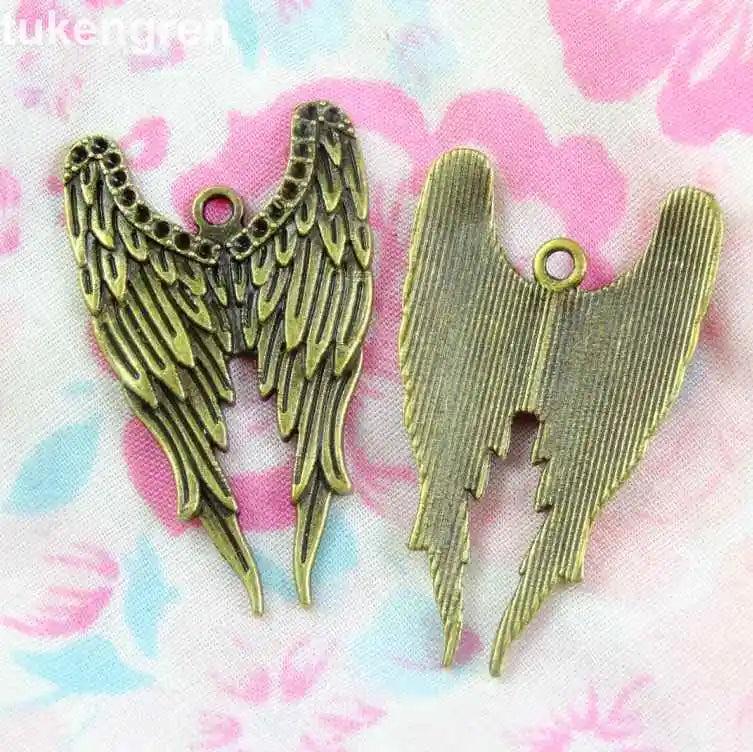30pcs Vintage Wings Shape Pendants Angel Charms DIY