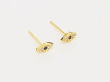 6pcs CZ Evil Eye Stud Earrings, Plated, Marquise Earring Post, GS075