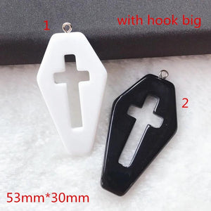 10pcs Coffin Planchette Charms Punk Cross Resin Cabochons DIY Necklace Pendant