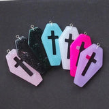 10pcs Coffin Planchette Charms Punk Cross Resin Cabochons DIY Necklace Pendant