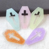 10pcs Coffin Planchette Charms Punk Cross Resin Cabochons DIY Necklace Pendant