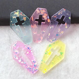 10pcs Coffin Planchette Charms Punk Cross Resin Cabochons DIY Necklace Pendant